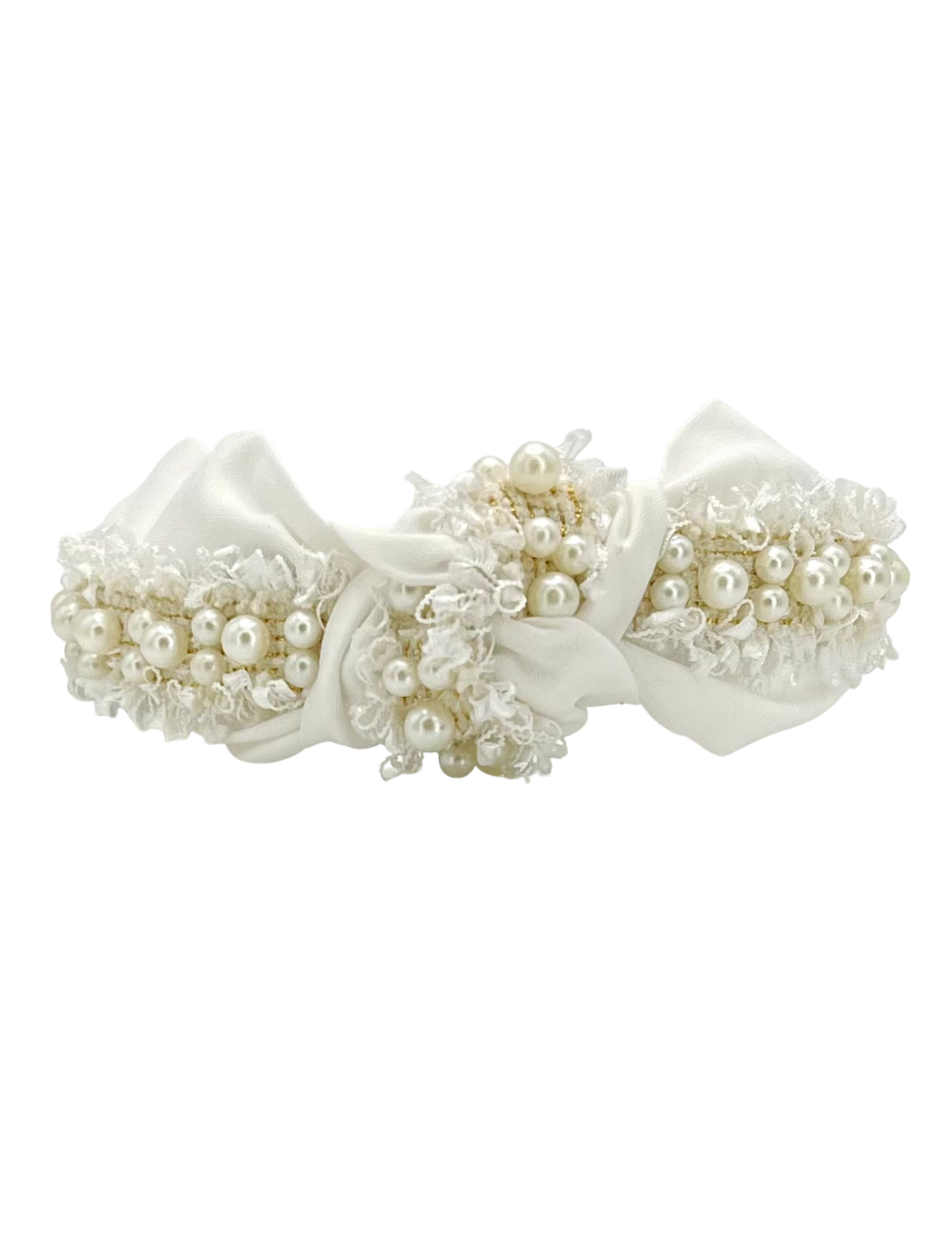 White with Pearls Knot Headband
