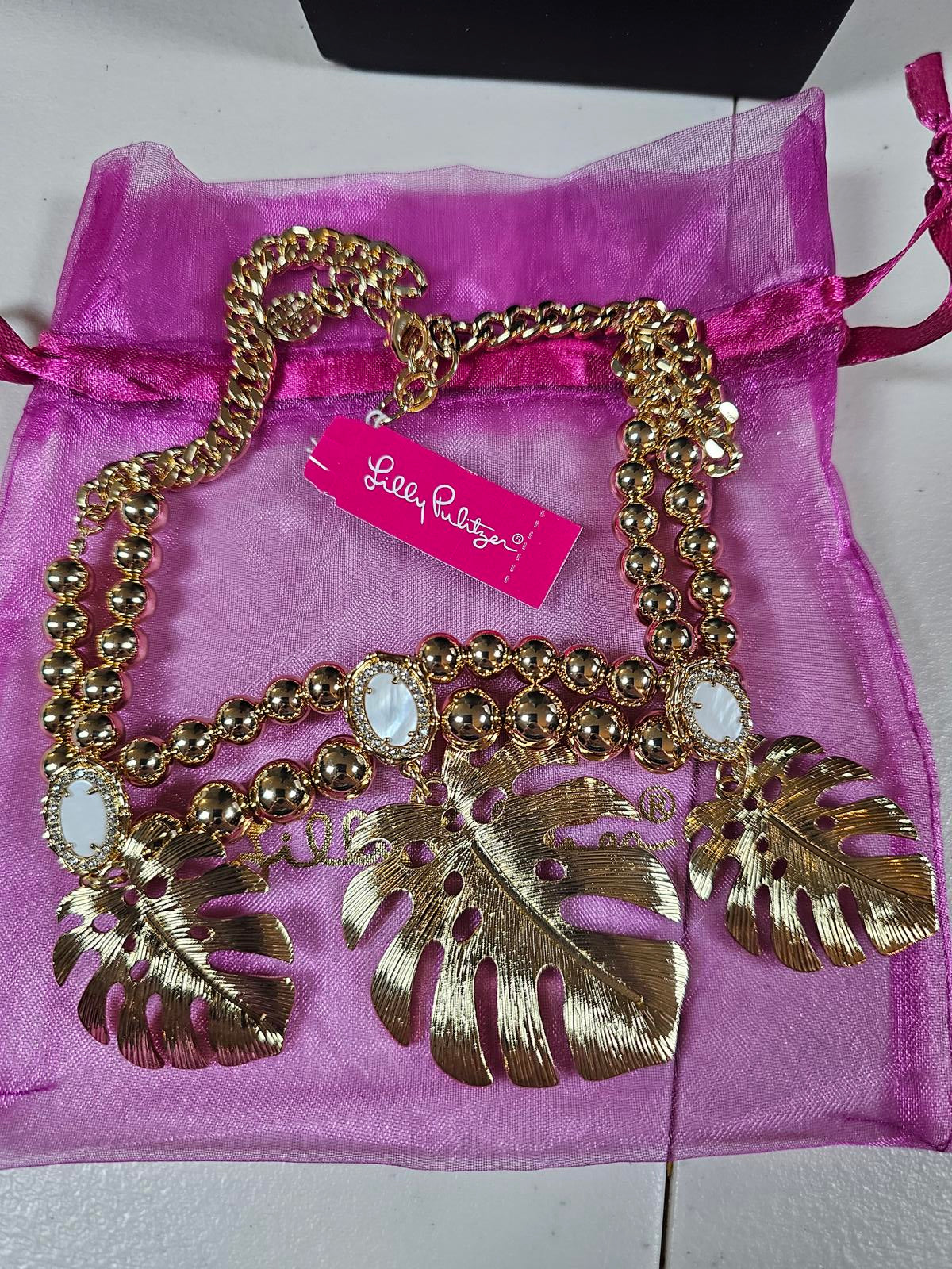 Lily Pulitzer Statement Necklace with Leaf Accents
