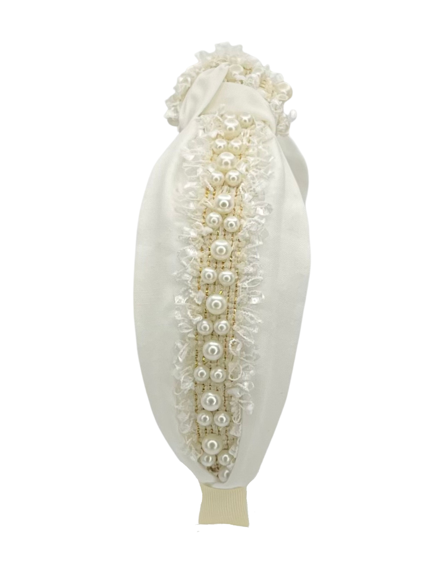 White with Pearls Knot Headband
