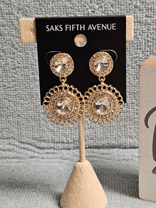 Saks Fifth Avenue Elegant Gold Chandelier Earrings
