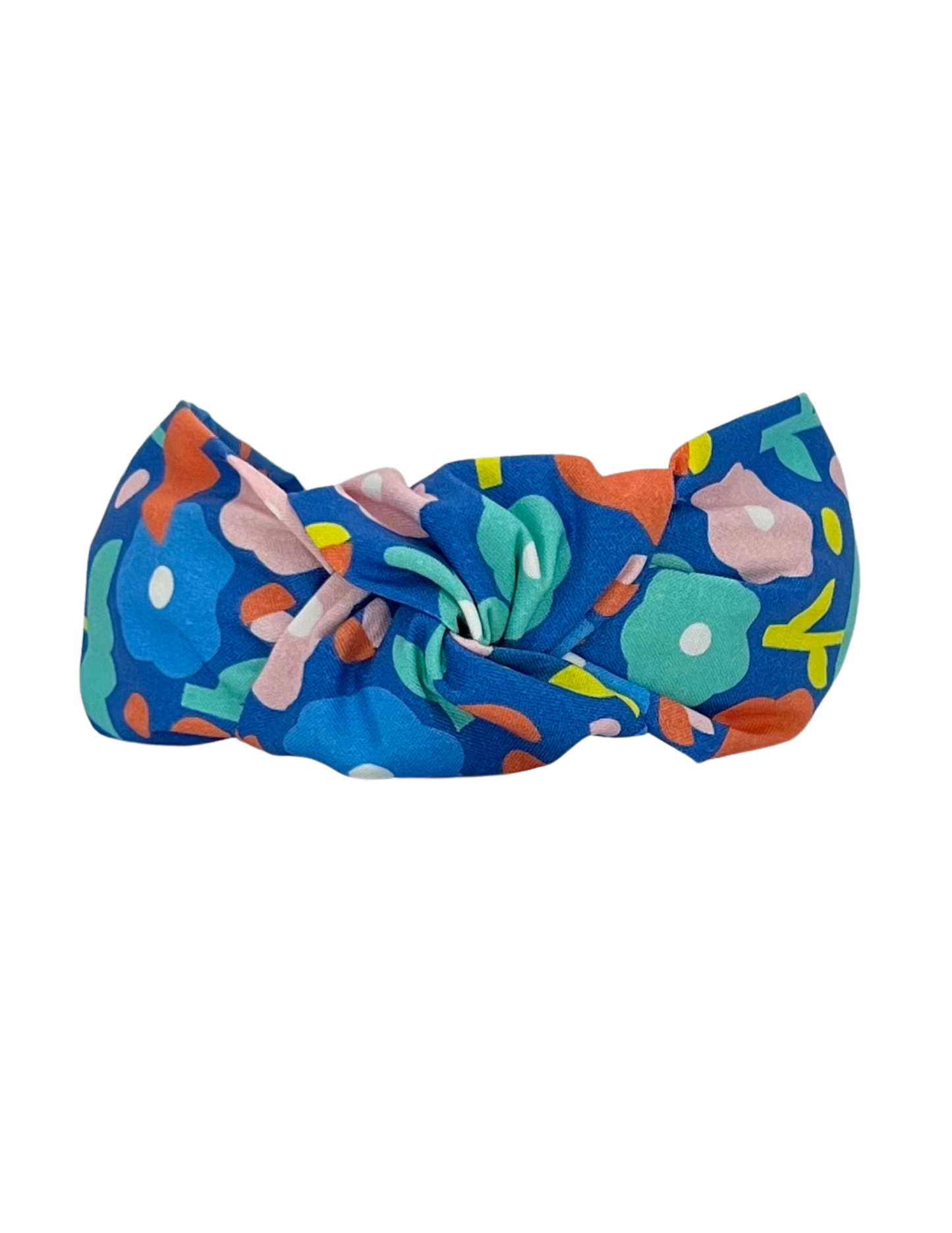 Bold Blue Floral Knot Headband