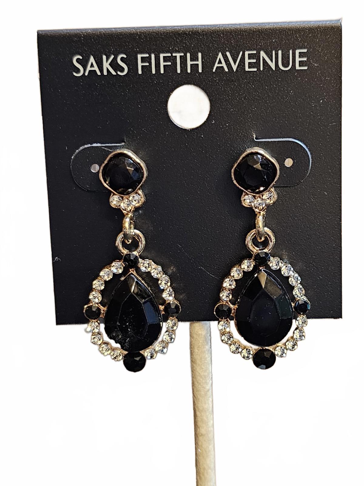 Saks Fifth Avenue Elegant Black Drop Earrings