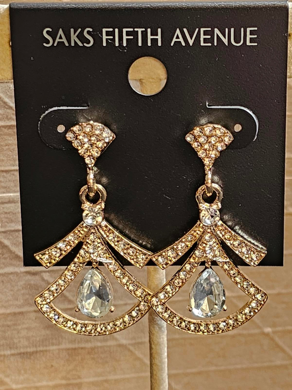 Elegant Crystal Drop Earrings by Saks Fifth Avenue