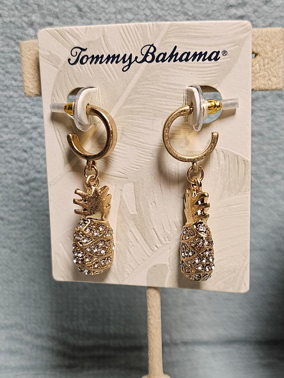 Tommy Bahama Pineapple Charm Hoop Earrings