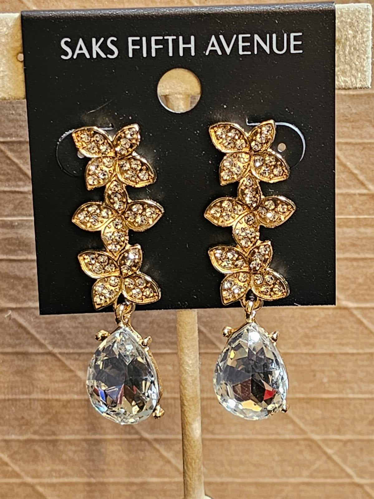 Saks Fifth Avenue Elegant Crystal Drop Earrings
