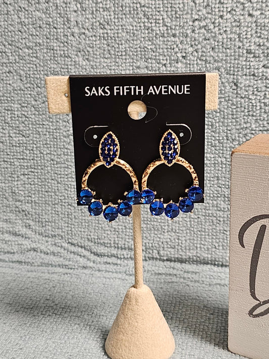 Elegant Blue Gemstone Hoop Earrings by Saks Fifth Avenue