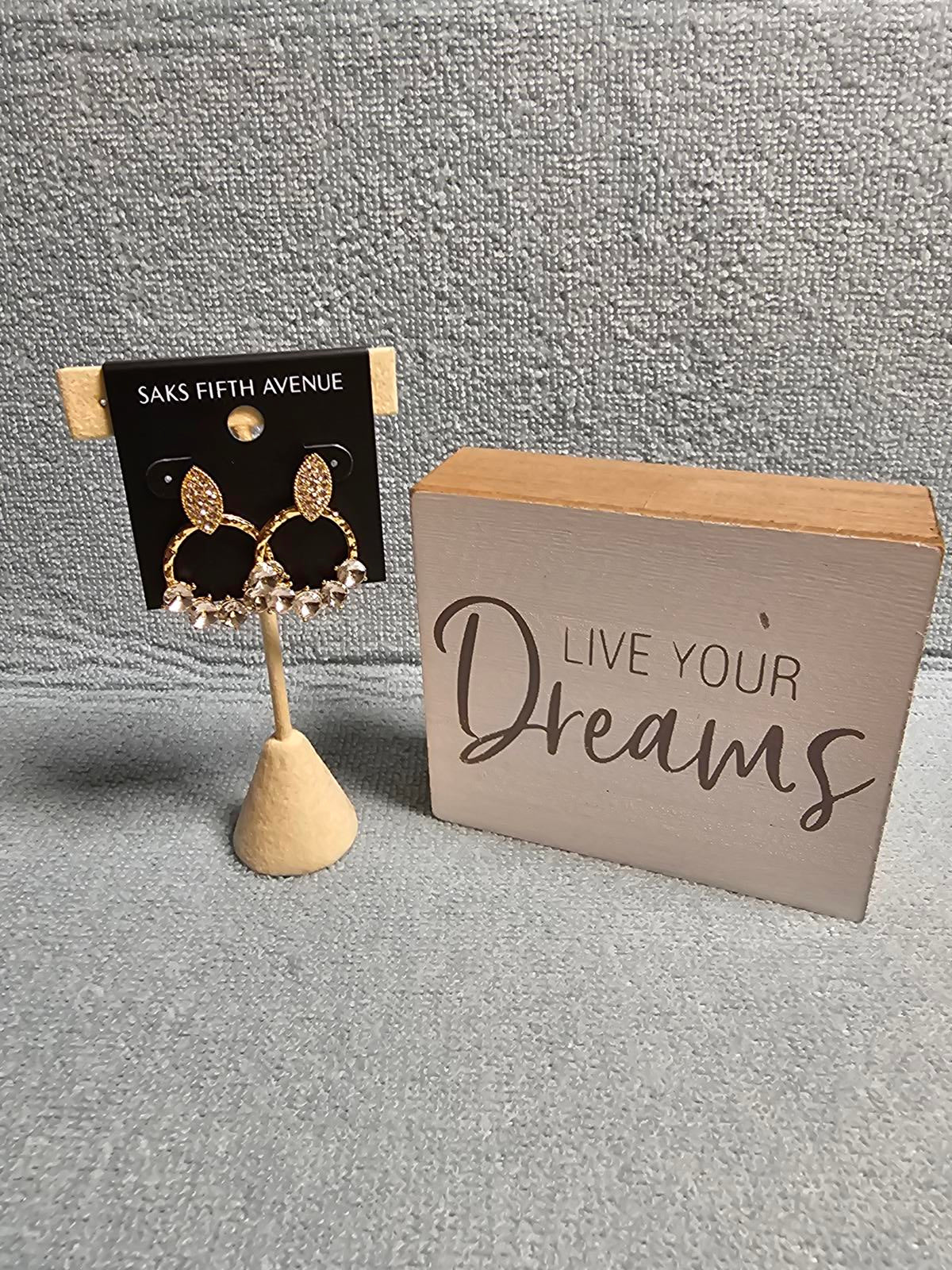 Elegant Saks Fifth Avenue Crystal Hoop Earrings