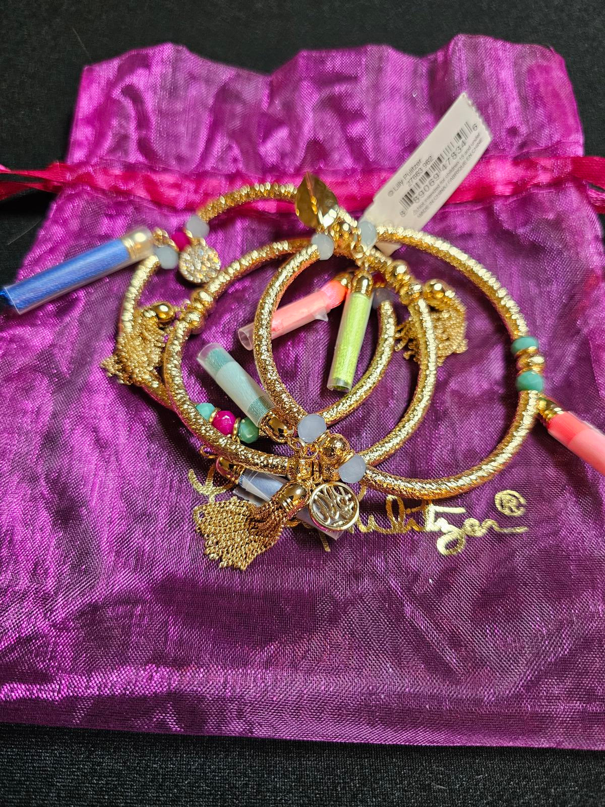 Colorful Lilly Pulitzer Stackable Bracelets Set with Charms