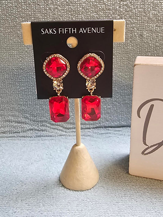 Saks Fifth Avenue Elegant Red Earrings