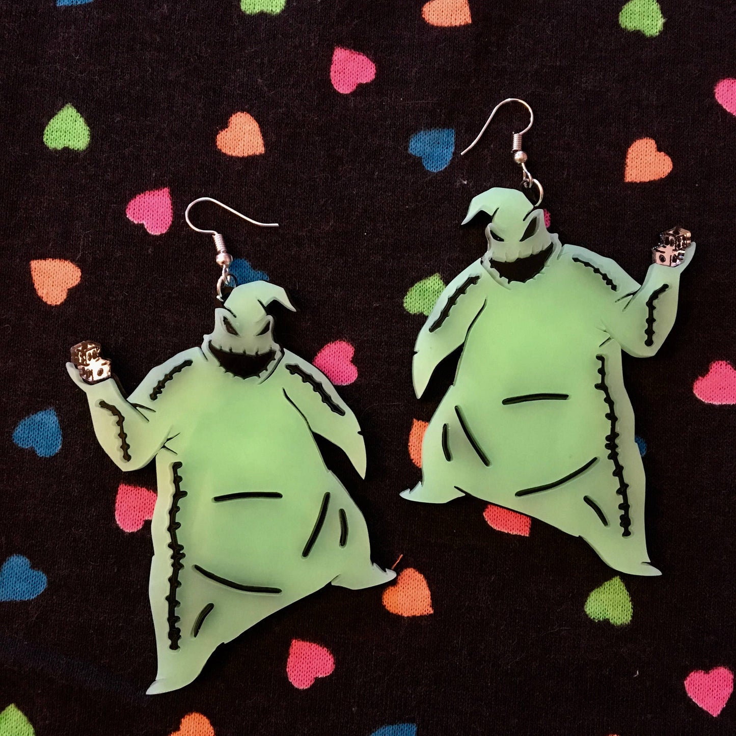 Oogie Boogie Earrings, Laser Cut Acrylic, Plastic Jewelry