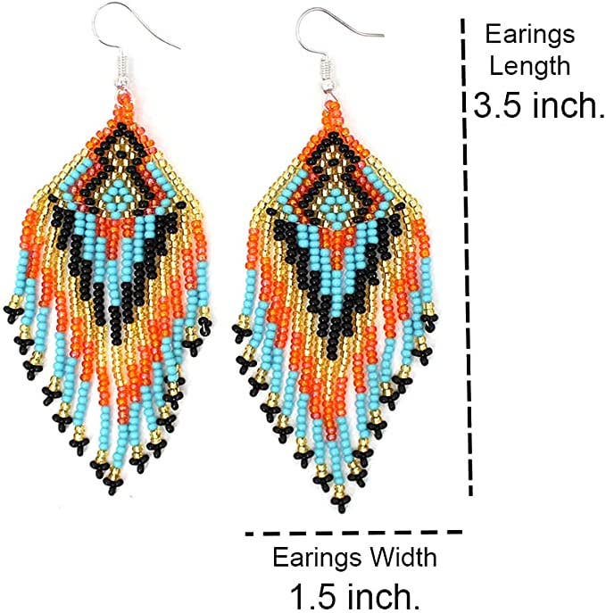BEADS CORNER - Handmade Beaded Multi Colored Seed Bead Earrings