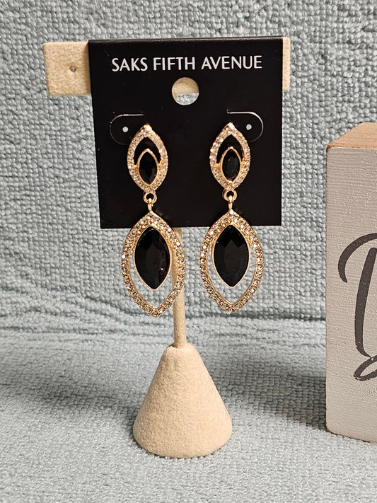 Elegant Black Stone Drop Earrings by Saks Fifth Avenue
