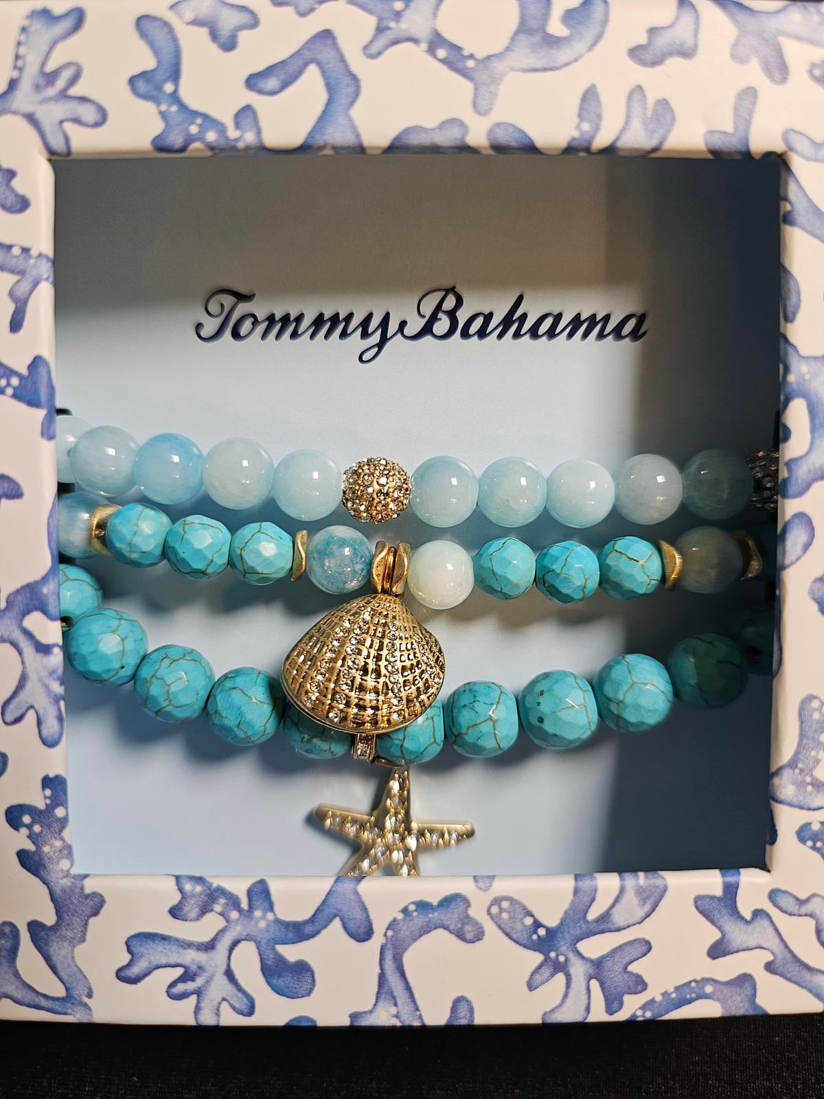 Tommy Bahama Faux Turquoise Charm Bracelet Set