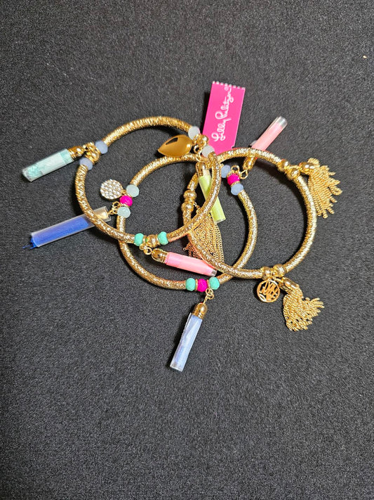 Colorful Lilly Pulitzer Stackable Bracelets Set with Charms