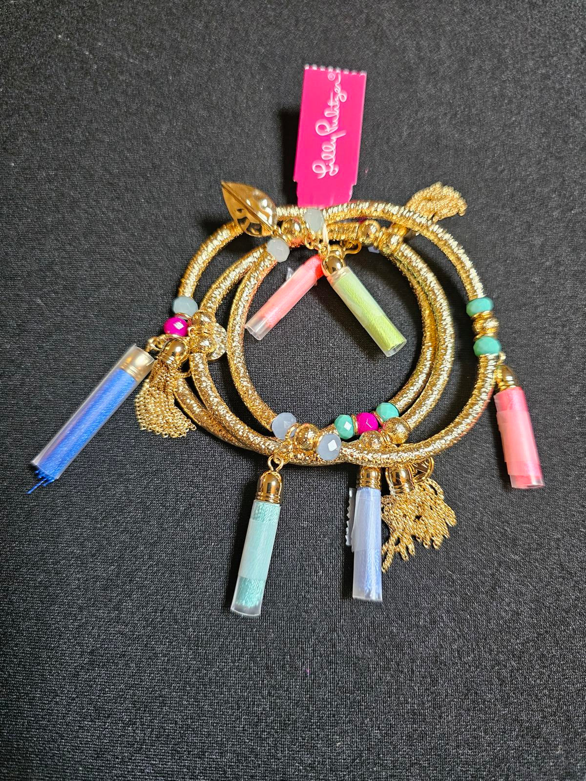 Colorful Lilly Pulitzer Stackable Bracelets Set with Charms