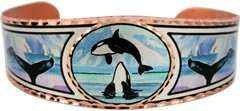 BR - Alaskan Killer Whale - Beautiful adjustable COPPER cuff bracelet. Alaskan Wildlife Jewelry.