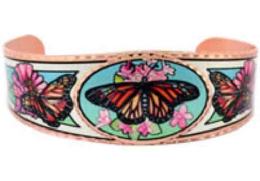 B - Stylish Monarch Butterfly - Beautiful adjustable COPPER cuff bracelet.