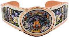 BR - Aspen Tree & Black Bear Bracelet - Beautiful adjustable COPPER cuff bracelet.