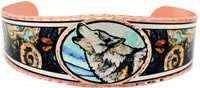 BR - Howling Wolf Bracelet - Beautiful adjustable COPPER cuff bracelet.