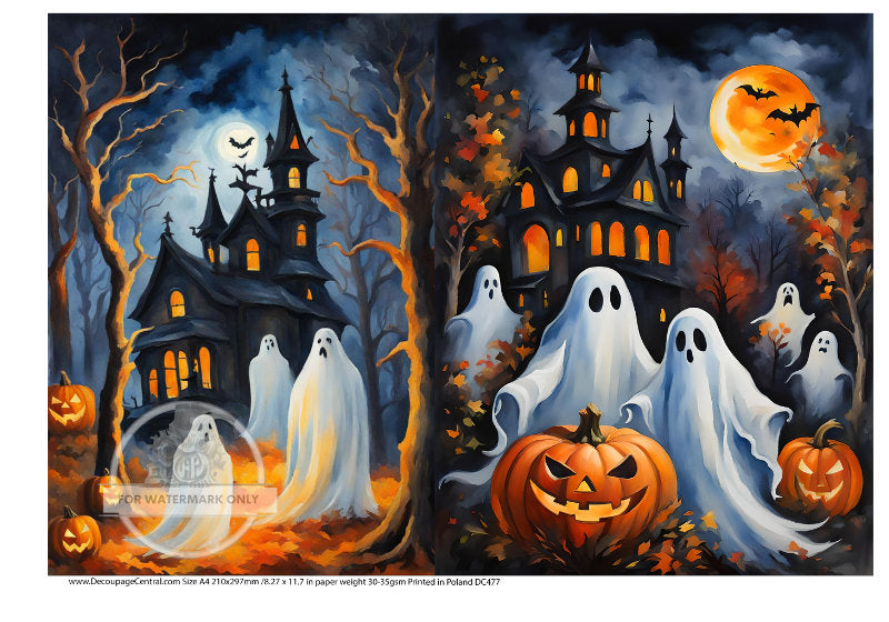 A4 Ghosts Duo Halloween Rice Paper