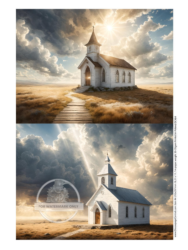 A4 Prairie Churches Duo Rice Paper