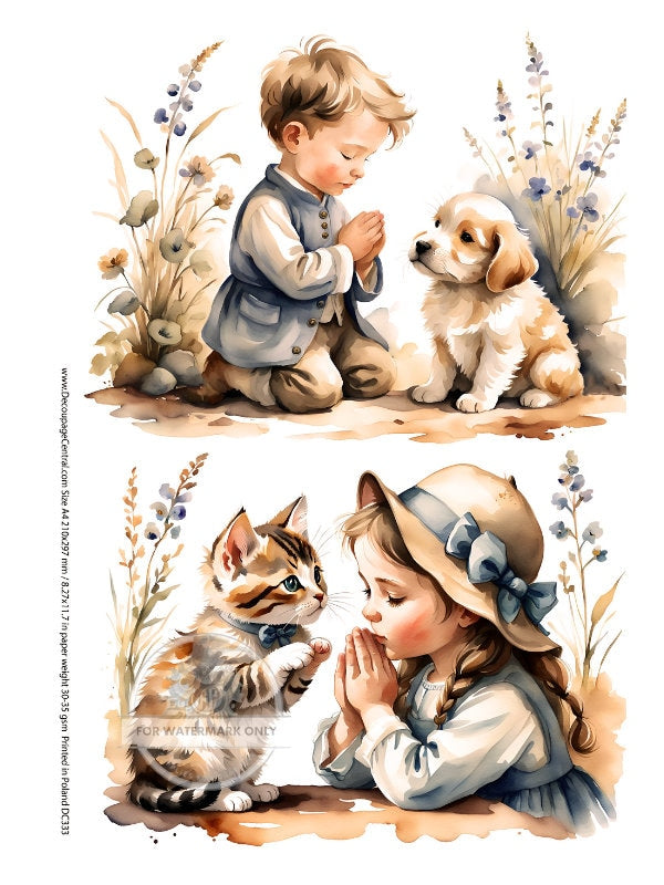 A4 Praying Friends Rice Paper