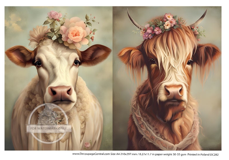 A4 All Dressed Up Cows Rice Paper