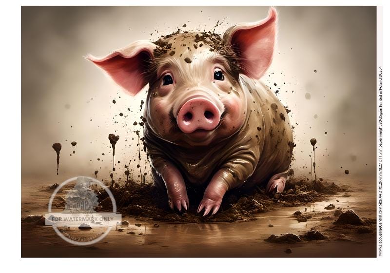A4 Pig in Mud Rice Paper