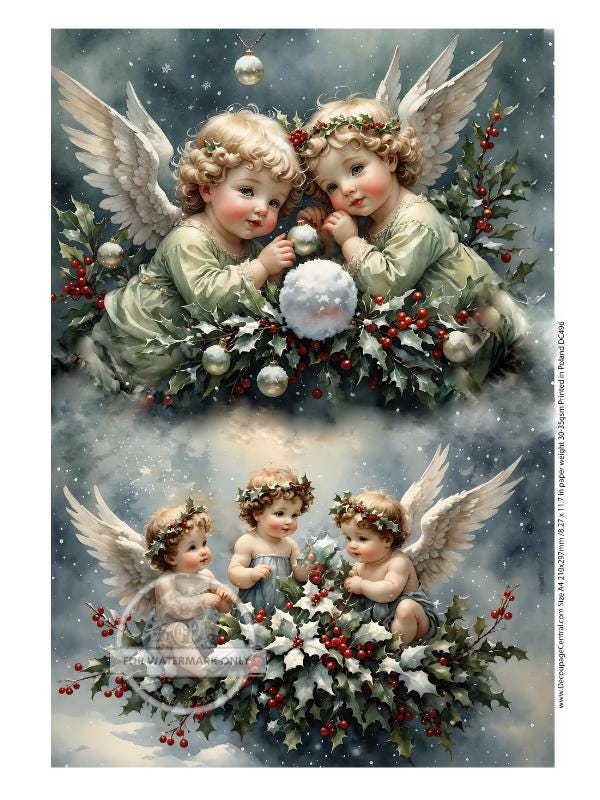 A4 Christmas Cherubs Rice Paper