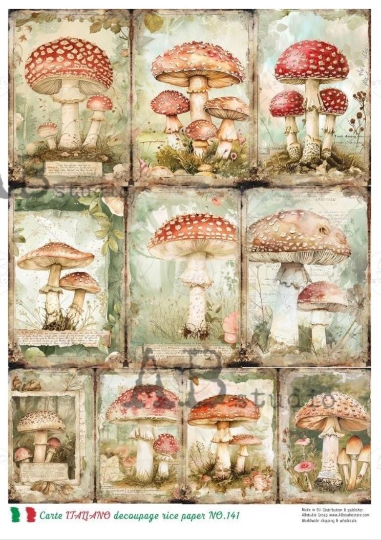 A4 Colorful Mushrooms Rice Paper