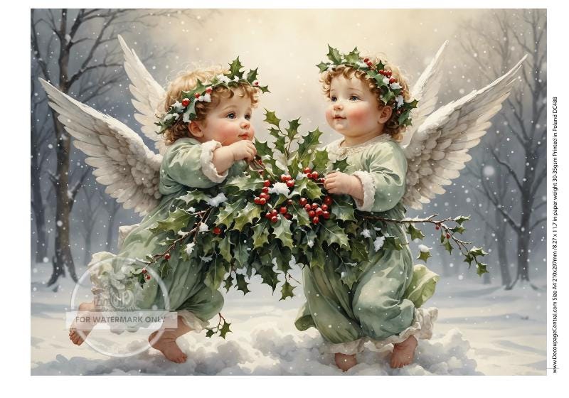 A4 Christmas Cherubs Rice Paper