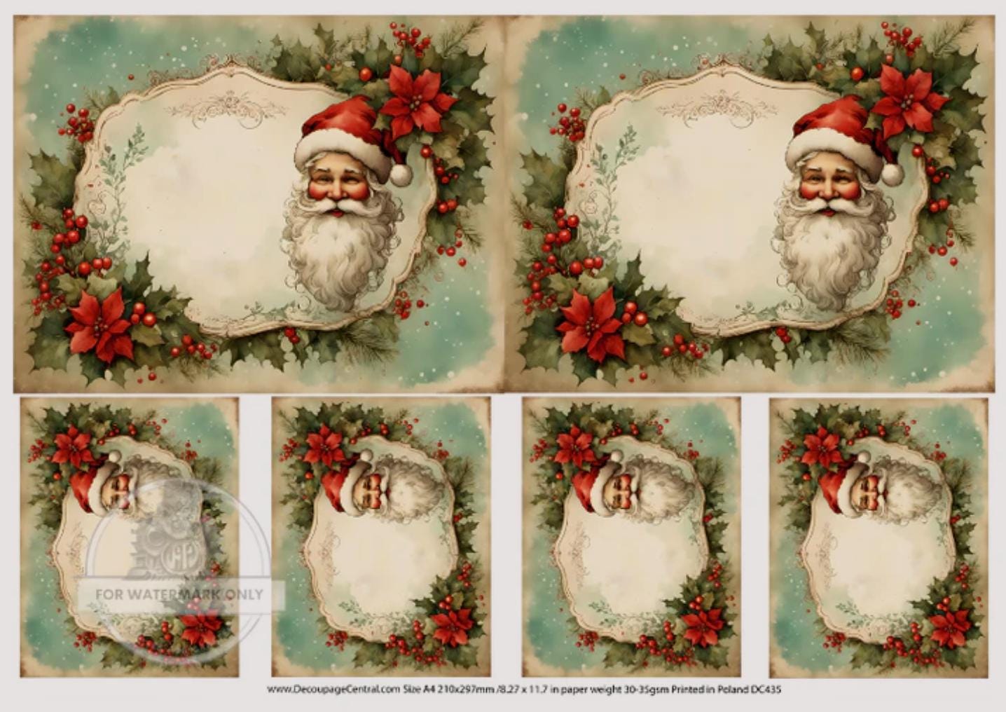 A4 Santa Label Multi Rice Paper - Christmas Scene