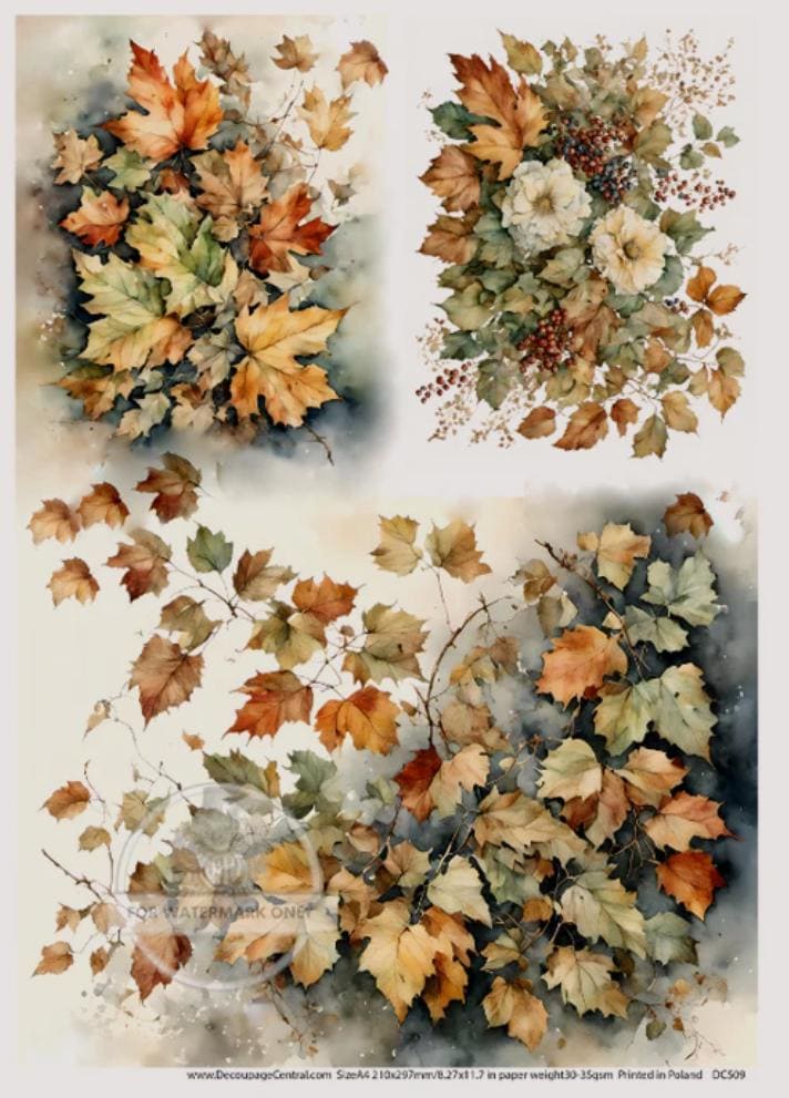 A4 Autumn Leaves Trio Rice Paper - Fall, Autumn