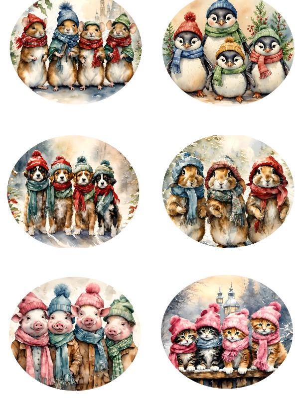 A4 Christmas Critters Ornaments Rice Paper