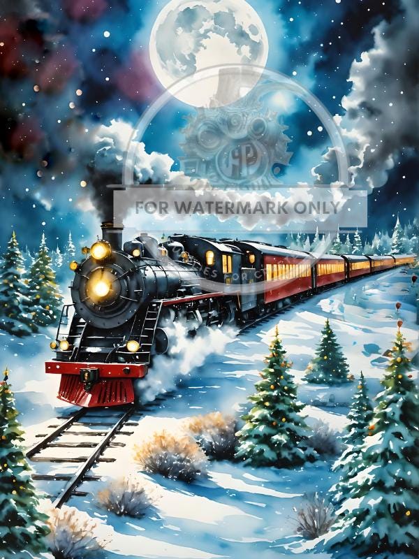 A4 The Christmas Express Train Rice Paper