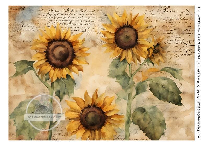 A4 Never enough Sunflowers Rice Paper