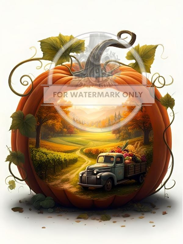 A4 Pumpkin Truck Rice Paper - Fall, Autumn