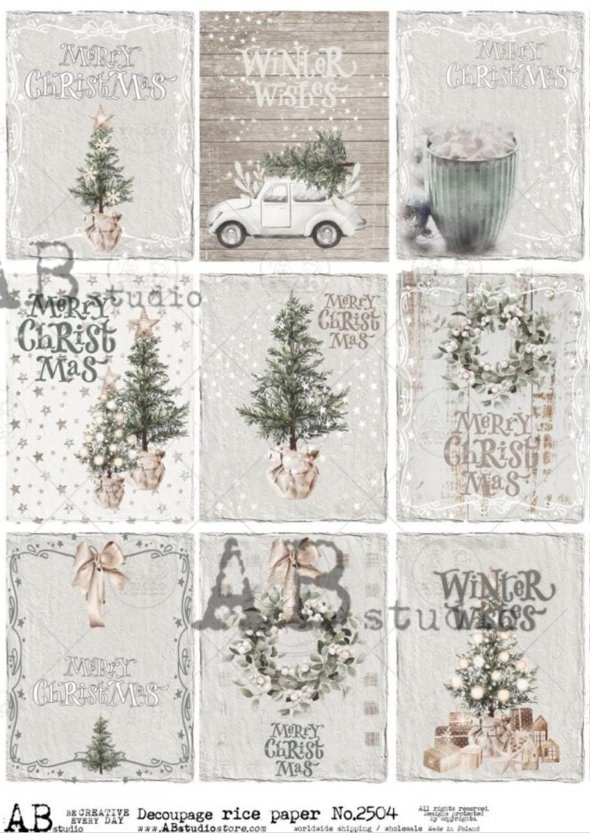A4 AB White Christmas Icons AB Studios Rice Paper