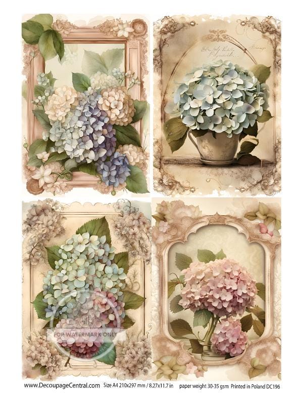 A4 Victoria Hydrangeas Paper Rice Paper