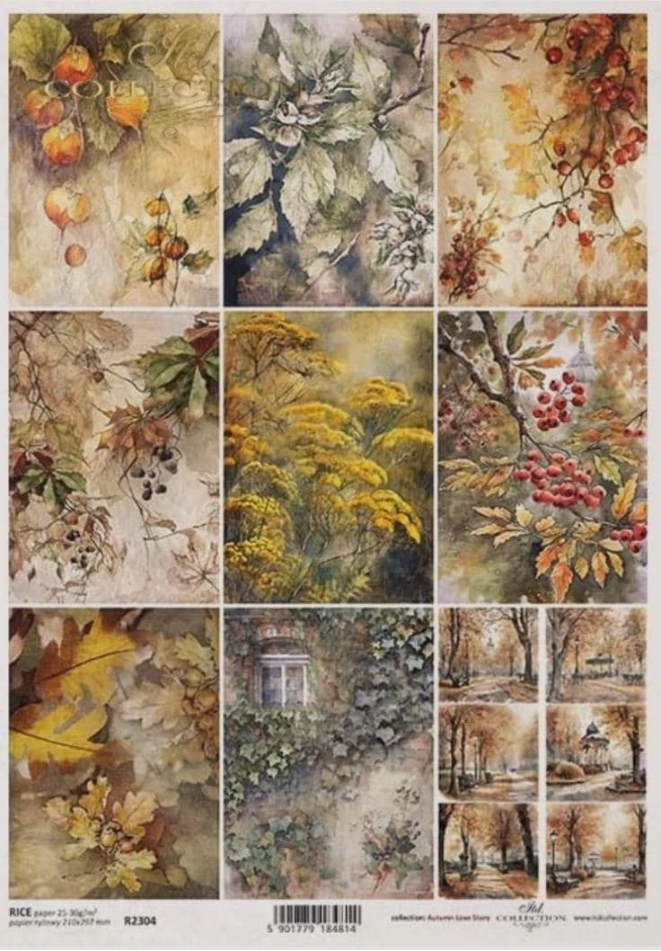 A4 ITD Fall Squares Rice Paper