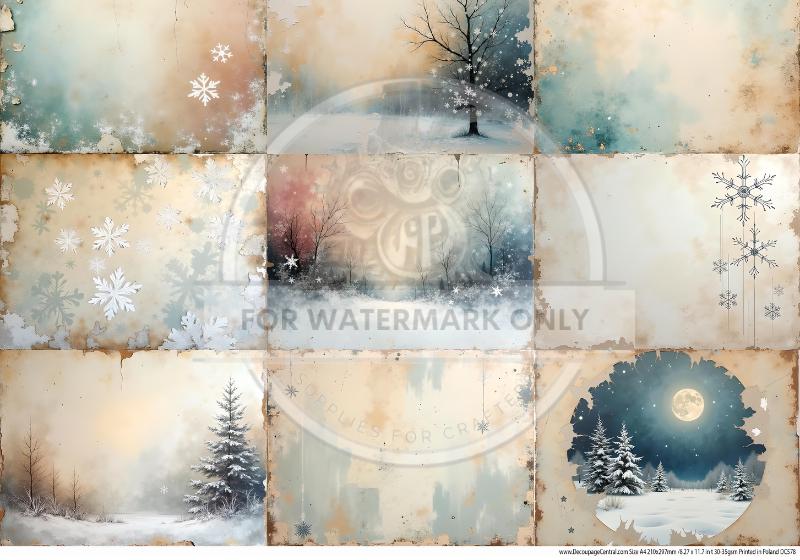 A4 Vintage Winter Multi Rice Paper
