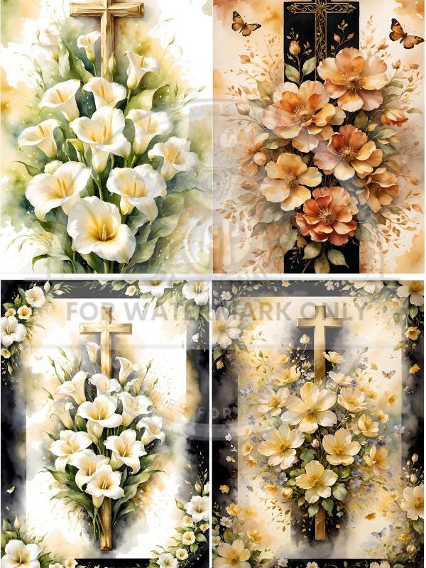 A4 Flower Cross Quad Rice Paper