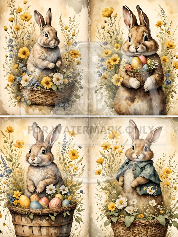A4 Bunny in Basket Quad Rice Paper