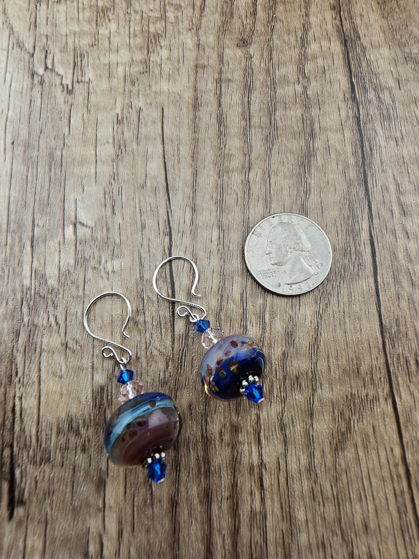 SF Naughty & Nice Artisan Glass Earrings, Lampwork Glass Bead by a talented artisan, Silver Filled Earring Wire