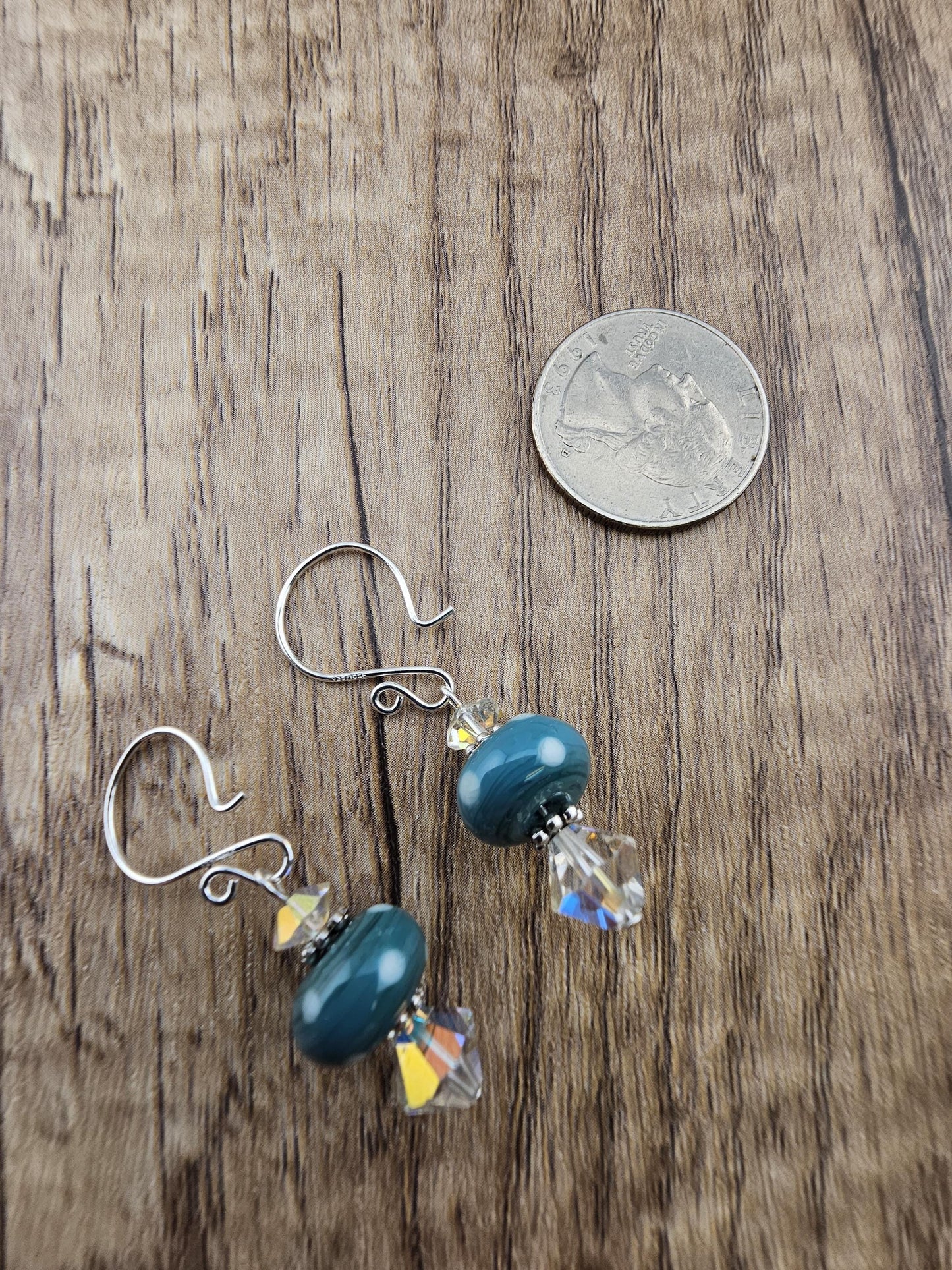SF Dot & Dazzle Artisan Glass Earrings, Lampwork Glass Bead handcrafted by a talented artisan, Silver Filled Earring Wire