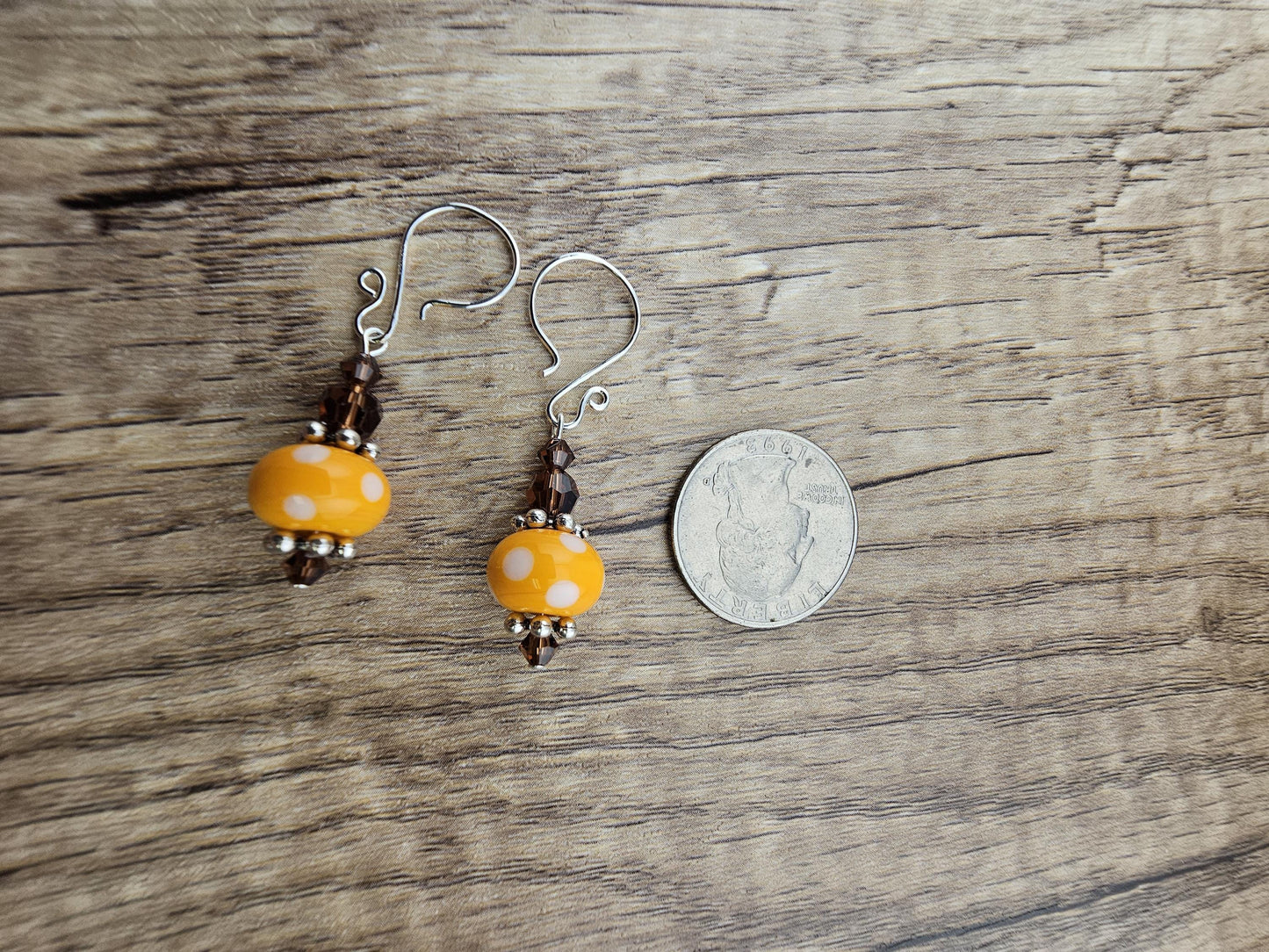 SF Citrus Sparkle Artisan Glass Earrings, Lampwork Glass Bead handcrafted by a talented artisan, Silver Filled Earring Wire