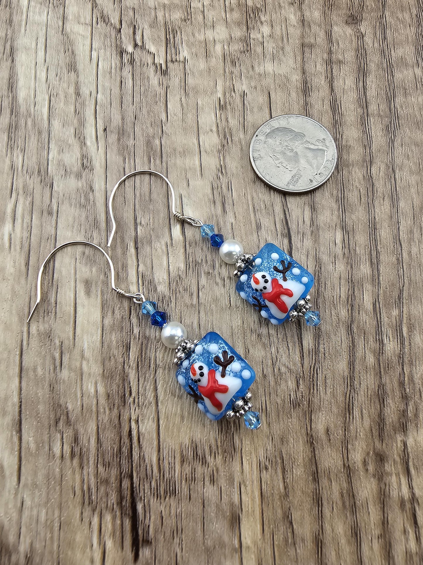 SS Flake It Till You Make It Artisan Glass Earrings, Sterling Silver Earring Wire