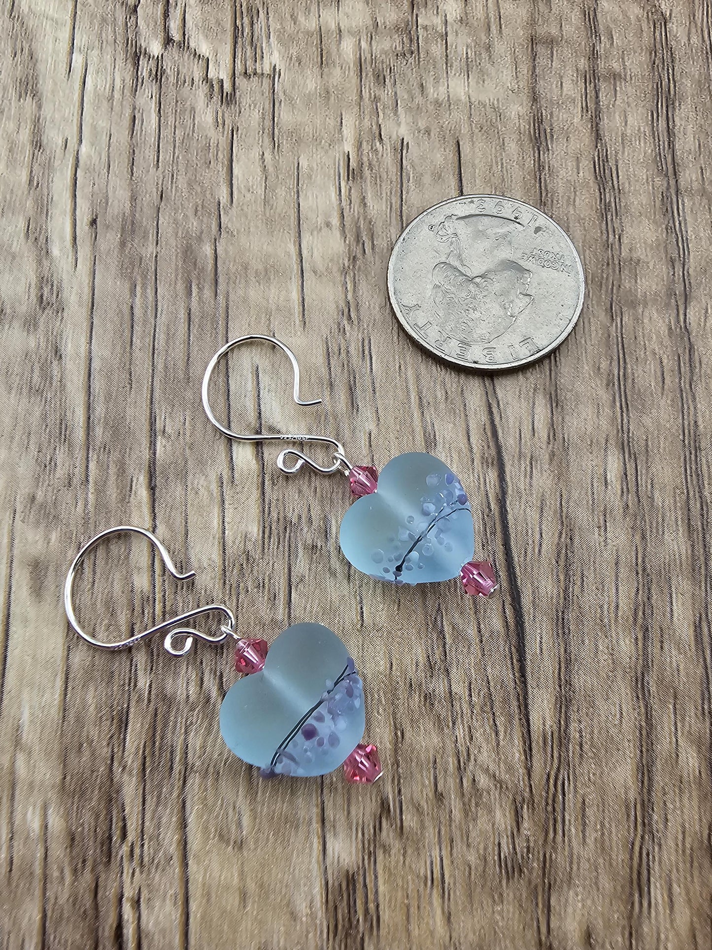 SF Angel’s Blush Artisan Glass Earrings, Lampwork Glass Bead by a talented artisan, Silver Filled Earring Wire