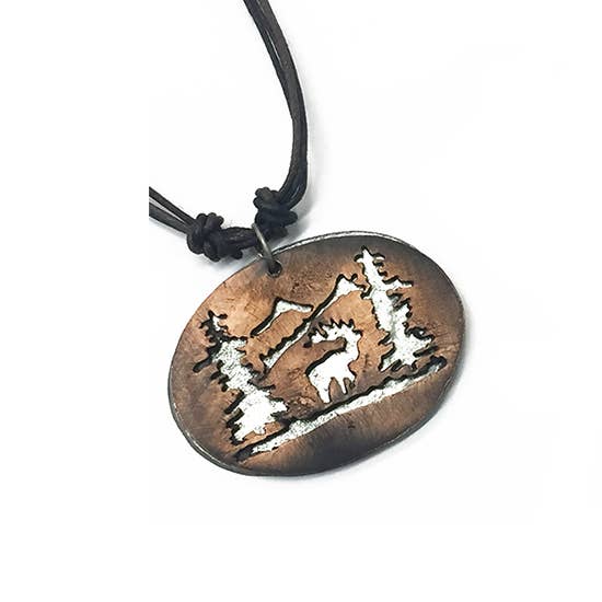 Pewter Necklace - Elk Cutout