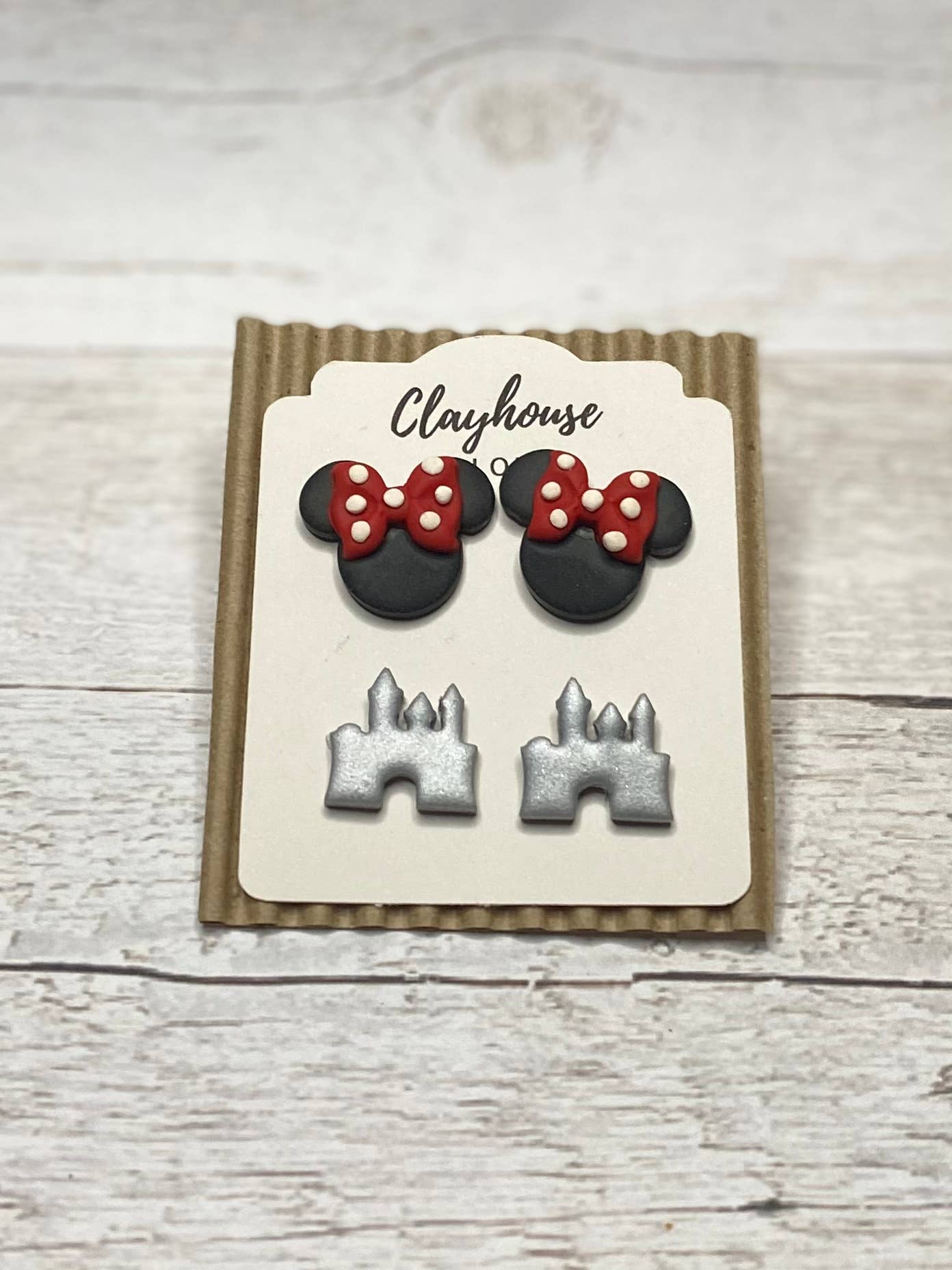 Mouse with Bow & Castle Studs